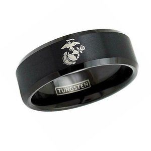 Men's U.S. Marines / USMC Marine Corps. 8mm Tungsten Wedding Band. Military Ring